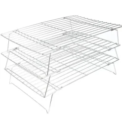 3-nivåers kylgaller hopfällbara ben för kakor, tårtor, kök, bakning, grillverktyg
