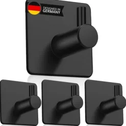 No Drill Handduksställ - Set med 4 extra starka självhäftande krokar i rostfritt stål - Badrumshanddukskrokar[H3019]