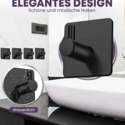 No Drill Handduksställ - Set med 4 extra starka självhäftande krokar i rostfritt stål - Badrumshanddukskrokar[H3019]