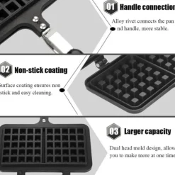 Non-Stick Våffelmaskin med dubbla huvuden för hushållskök