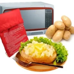 NOUVEAU Röd Tvättbar Kockväska Mikrovågsugn för Snabb Tillagning av Potatis