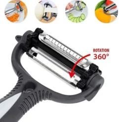 Nätlösningar Julienne Skalare 4 i 1 grönsaksskalare Trippelblad + Citrusskalare - Ekonomisk funktion in och ut