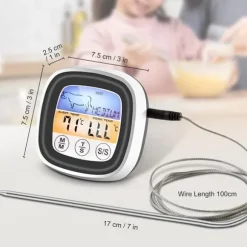 OBOSOE Digital kökstermometer med pekskärm – kött- & BBQ-temperaturmätare med sond och blå LCD