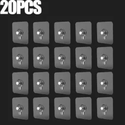 OBOSOE 20 st Vattentäta Plastkrokar – Stark Självhäftande Vägghylla för Bilder, Posters & Kök | Lättmonterad, Ingen Borrning