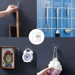 OBOSOE 20 st Vattentäta Plastkrokar – Stark Självhäftande Vägghylla för Bilder, Posters & Kök | Lättmonterad, Ingen Borrning