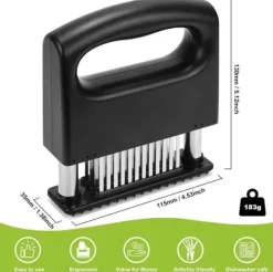 OBOSOE 48-Blads Köttmörkare/Köttmörning i Rostfritt Stål - För Alla Köttsorter Inkl. Nöt & Fläsk