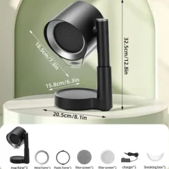 OBOSOE Bärbar Köksfläkt – Portabel Utsugsfläkt med 3 Hastigheter, Trippelfilter, Löstagbart Aluminiumfilter