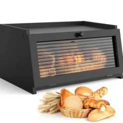 OBOSOE Brödlåda för Köksbänk - Stor Lantlig Brödburk med Blickfönster - Fräscht Brödförvar