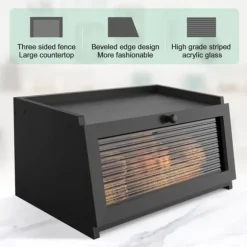 OBOSOE Brödlåda för Köksbänk - Stor Lantlig Brödburk med Blickfönster - Fräscht Brödförvar