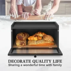 OBOSOE Brödlåda för Köksbänk - Stor Lantlig Brödburk med Blickfönster - Fräscht Brödförvar