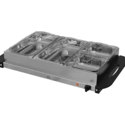 OBOSOE Chafing dish 6,8L – Lämpölevy 300W, säädettävä termostaatti, ruostumatonta terästä, ihanteellinen buffet-pöydille ja juhliin