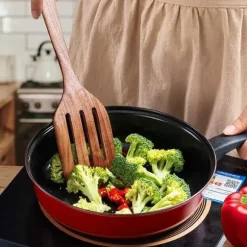 OBOSOE 5-delars Köksredskapsset i Akaciaträ – Träspatel, Gaffel, Slevar & Slev, Perfekt för Non-stick Köksredskap