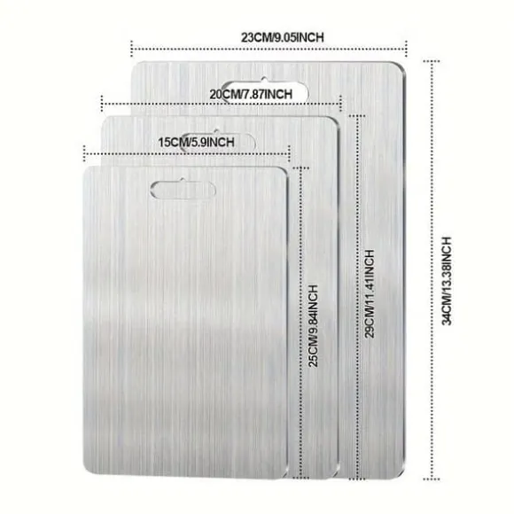 OBOSOE 3-Delars Rostfria Skärbrädor - Dubbelhäftande & Hygienisk för Kök, Grill & Camping
