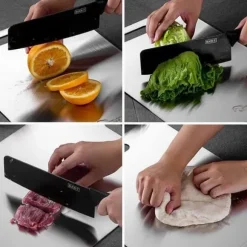 OBOSOE 3-Delars Rostfria Skärbrädor - Dubbelhäftande & Hygienisk för Kök, Grill & Camping