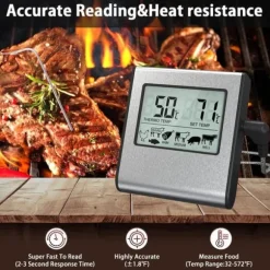 OBOSOE Digital Ugnstermometer / Stektermometer med Timer och Ljudsignal – LCD Kötttermometer för Grill, Ugn och Rökning