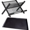 OBOSOE Diskställ i X-design – Fällbart 2-lagers Torkställ i Svart, Ingen Montering Krävs