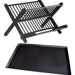 OBOSOE Diskställ i X-design – Fällbart 2-lagers Torkställ i Svart, Ingen Montering Krävs