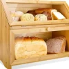 OBOSOE Dubbel Brödlåda i Trä för Köksbänk - Stor Tvånivå Brödförvaring med Rymlig Design