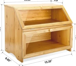 OBOSOE Dubbel Brödlåda i Trä för Köksbänk - Stor Tvånivå Brödförvaring med Rymlig Design