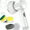 OBOSOE Elektrisk rengöringsborste med 5 utbytbara huvuden – USB-laddning, IPX6 vattentät, vit