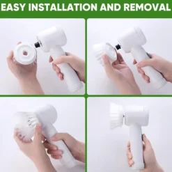 OBOSOE Elektrisk rengöringsborste med 5 utbytbara huvuden – USB-laddning, IPX6 vattentät, vit