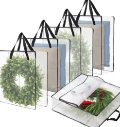 OBOSOE Förvaringsväska för Kransar – 5-pack, 66 cm, 90 L, För Hem, Jul, Säsongsdekorationer och Textilier