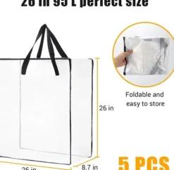 OBOSOE Förvaringsväska för Kransar – 5-pack, 66 cm, 90 L, För Hem, Jul, Säsongsdekorationer och Textilier