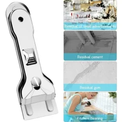 OBOSOE Glashällsskrapa / Glasskrapa i rostfritt stål – Med 5 utbytbara blad för fönster, spis och golv