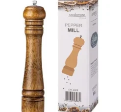 OBOSOE Handgjord 10 tums pepparkvarn i ekträ – Manuell kryddkvarn för peppar, salt och örter