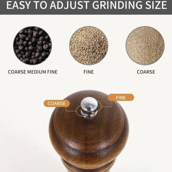 OBOSOE Handgjord 10 tums pepparkvarn i ekträ – Manuell kryddkvarn för peppar, salt och örter