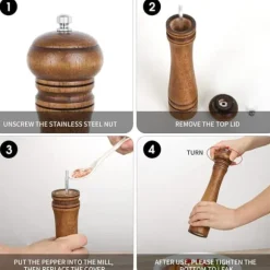OBOSOE Handgjord 10 tums pepparkvarn i ekträ – Manuell kryddkvarn för peppar, salt och örter