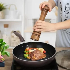 OBOSOE Handgjord 10 tums pepparkvarn i ekträ – Manuell kryddkvarn för peppar, salt och örter