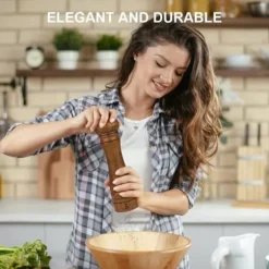 OBOSOE Handgjord 10 tums pepparkvarn i ekträ – Manuell kryddkvarn för peppar, salt och örter