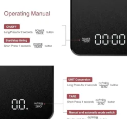 OBOSOE Högprecision USB-laddningsbar digital kaffevåg med timer – för espresso, pour-over och hembakning