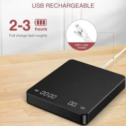 OBOSOE Högprecision USB-laddningsbar digital kaffevåg med timer – för espresso, pour-over och hembakning