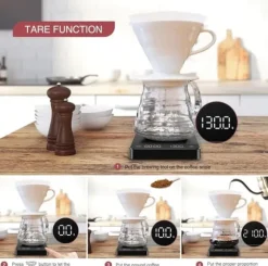 OBOSOE Högprecision USB-laddningsbar digital kaffevåg med timer – för espresso, pour-over och hembakning