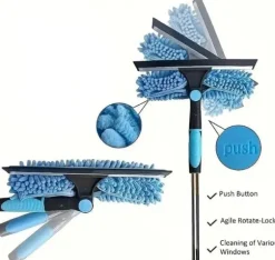 OBOSOE 2-i-1 Fönsterskrapa med Teleskopskaft 313cm – Fönstertvätt och Skrapa för Höga Fönster, Bilar, Dusch, Inomhus & Utomhus