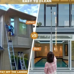 OBOSOE 2-i-1 Fönsterskrapa med Teleskopskaft 313cm – Fönstertvätt och Skrapa för Höga Fönster, Bilar, Dusch, Inomhus & Utomhus