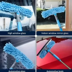OBOSOE 2-i-1 Fönsterskrapa med Teleskopskaft 313cm – Fönstertvätt och Skrapa för Höga Fönster, Bilar, Dusch, Inomhus & Utomhus