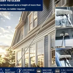 OBOSOE 2-i-1 Fönsterskrapa med Teleskopskaft 313cm – Fönstertvätt och Skrapa för Höga Fönster, Bilar, Dusch, Inomhus & Utomhus