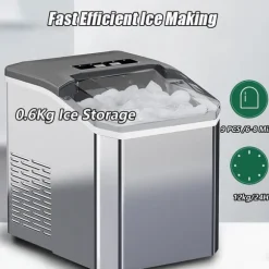 OBOSOE Ismaskin Bänkskiva 26 Lbs/24h – Självrengörande, med is-skopa och korg, perfekt för hem, bar och fester