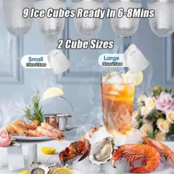 OBOSOE Ismaskin Bänkskiva 26 Lbs/24h – Självrengörande, med is-skopa och korg, perfekt för hem, bar och fester