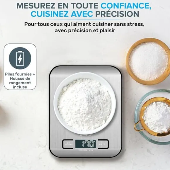 OBOSOE Köksvåg , Pocket Scale, rostfritt stål, 1g-5kg,tareringsfunktion och LCD-display – våg för mat och kaffe