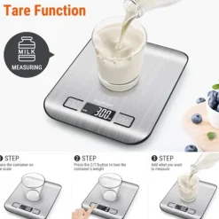 OBOSOE Köksvåg , Pocket Scale, rostfritt stål, 1g-5kg,tareringsfunktion och LCD-display – våg för mat och kaffe