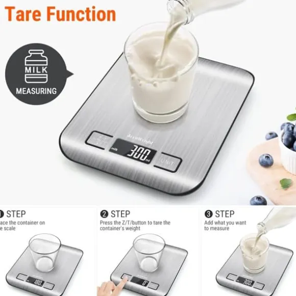 OBOSOE Köksvåg , Pocket Scale, rostfritt stål, 1g-5kg,tareringsfunktion och LCD-display – våg för mat och kaffe
