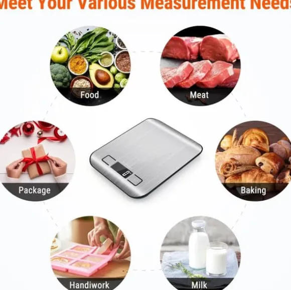 OBOSOE Köksvåg , Pocket Scale, rostfritt stål, 1g-5kg,tareringsfunktion och LCD-display – våg för mat och kaffe