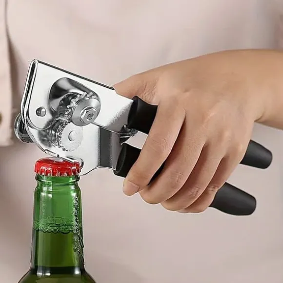 OBOSOE Kraftig Manuell Burköppnare med Ergonomiskt Handtag – Passar Alla Stora Burkar