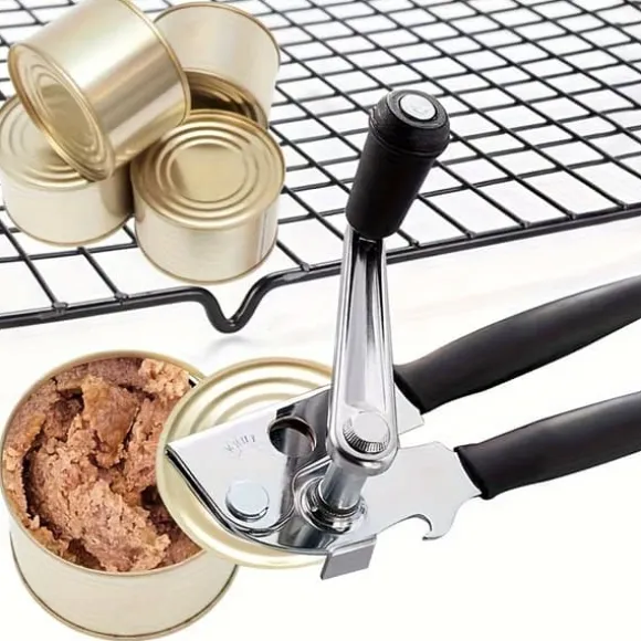 OBOSOE Kraftig Manuell Burköppnare med Ergonomiskt Handtag – Passar Alla Stora Burkar