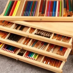 OBOSOE 4-lagers Träorganizer med Lådor - Mångfunktionell Förvaring för Pennor, Penslar & Verktyg | Portabel Hantverkslåda & Blomarrangemangsstation