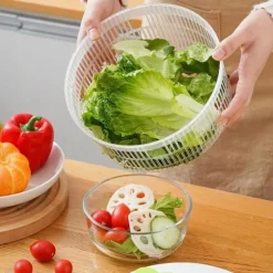 OBOSOE Manuell sallad spinner, grönsaker tork korg med hand vev, frukt avlopps kök Gadget